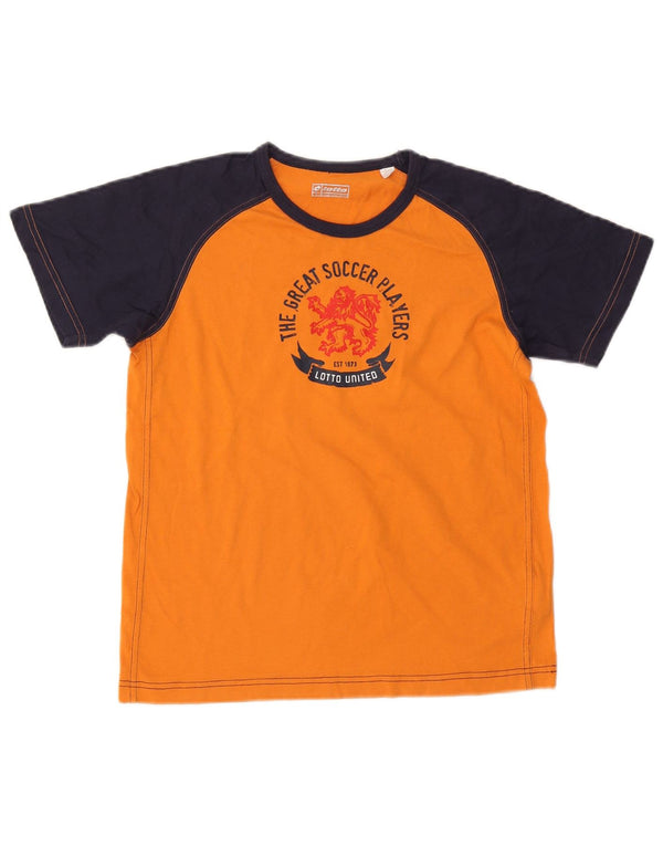 Lotto Boys Graphic T-Shirt Top 13-14 Years Large Orange Colourblock Cotton