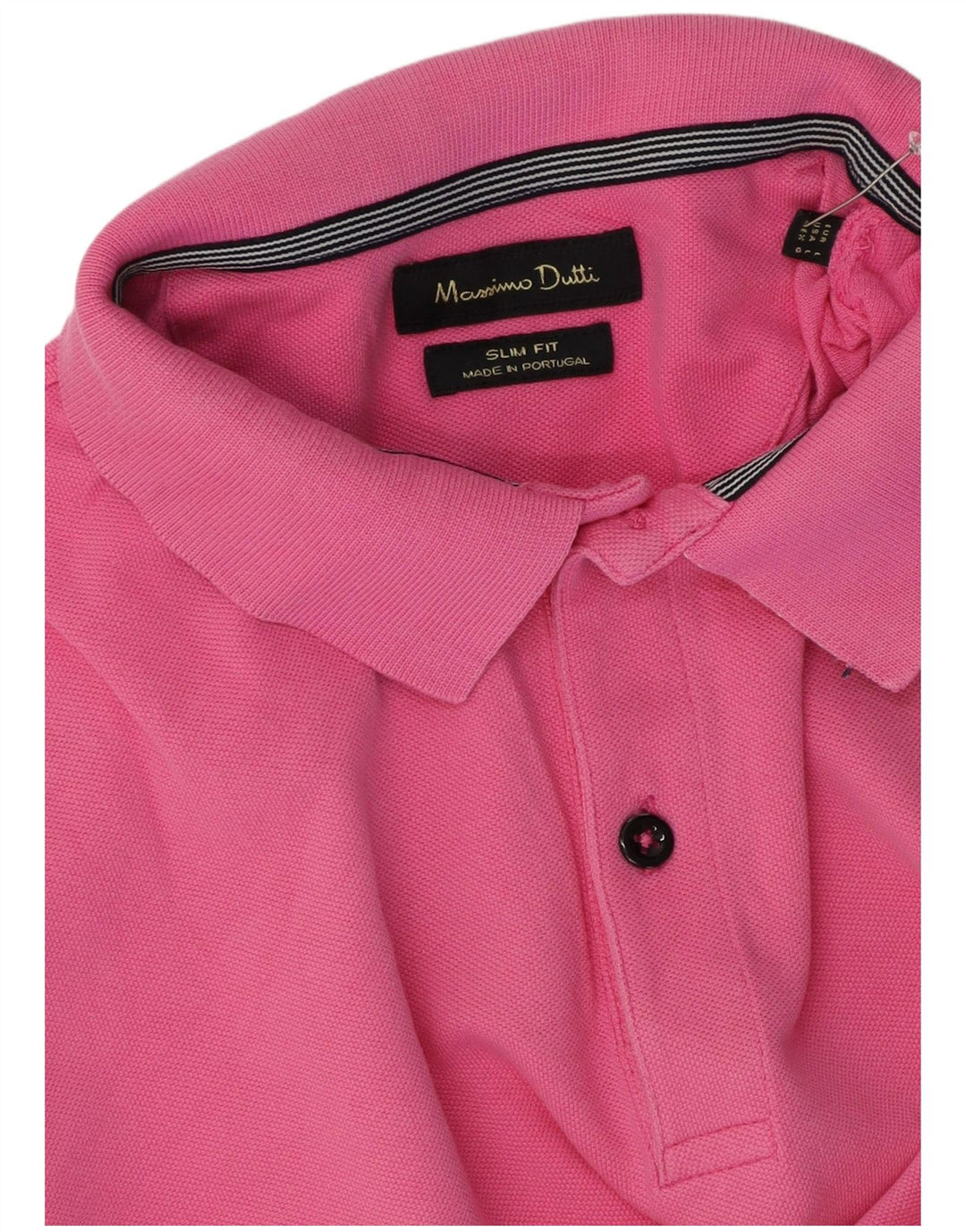 Massimo Dutti Mens Slim Fit Polo Shirt Large Pink