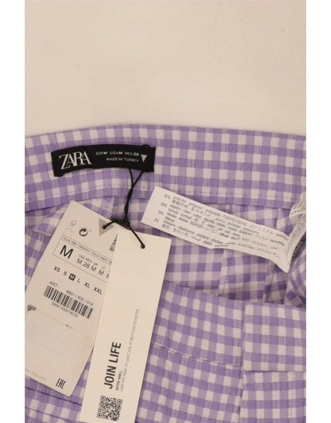 Zara Womens Bootcut Cropped Trousers Medium W28 L25 Purple Gingham