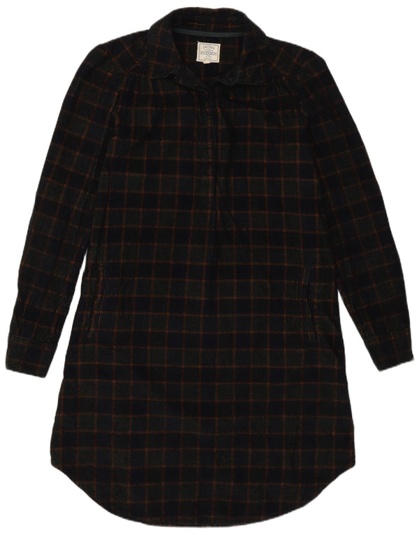 Fat Face Womens Corduroy Long Sleeve Polo Dress UK 8 Small Navy Blue Check
