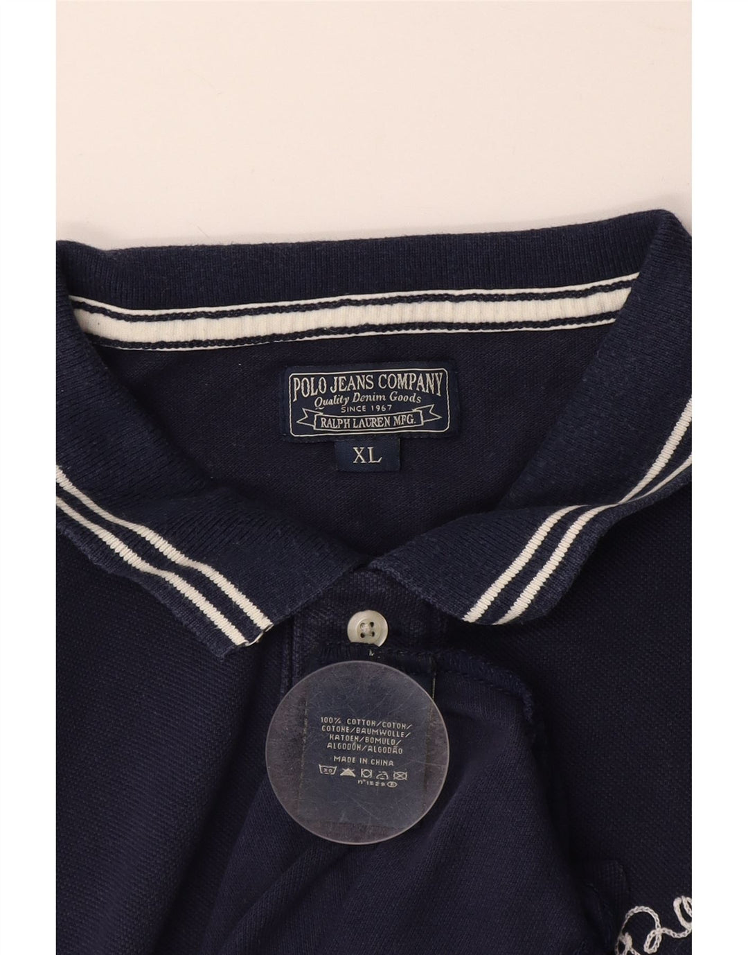 POLO RALPH LAUREN Mens Polo Shirt XL Navy Blue Cotton