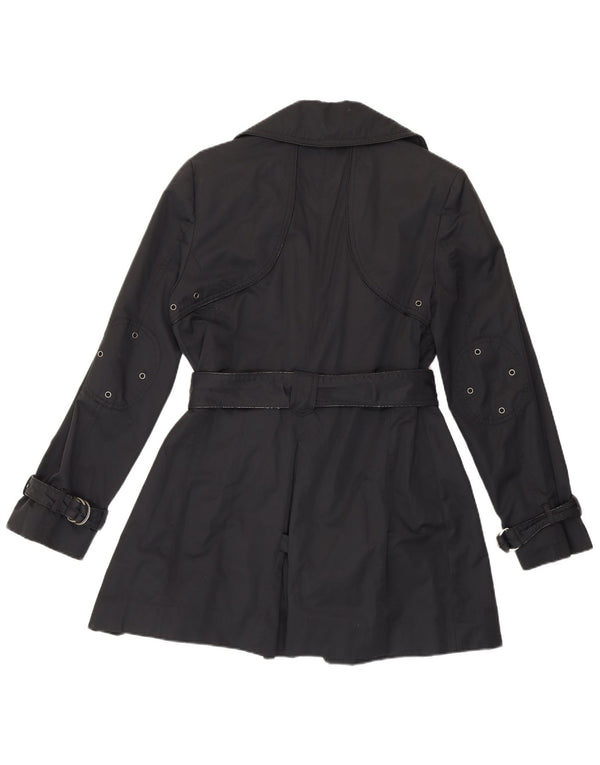 Calvin Klein Womens Trench Coat UK 10 Small Black Cotton Classic