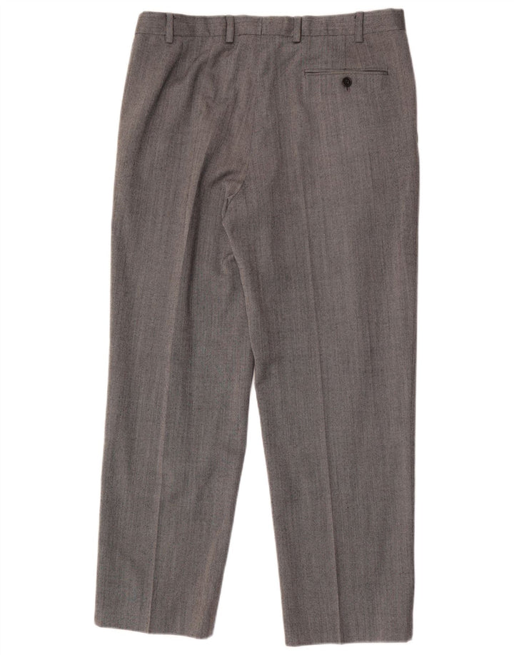 Marks & Spencer Mens Performance Straight Suit Trousers W34 L29 Grey Wool