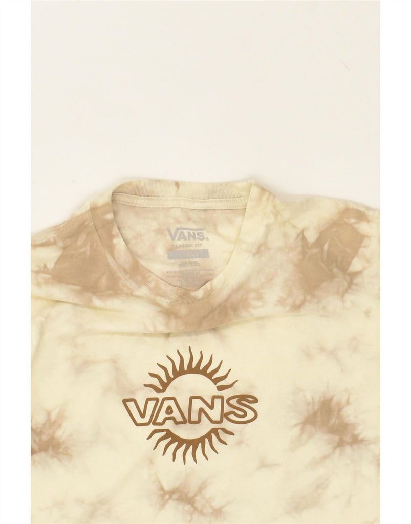 VANS Womens Classic Fit Graphic Top Long Sleeve UK 6 XS Beige Tie Dye Vintage Vans and Second-Hand Vans from Messina Hembry 