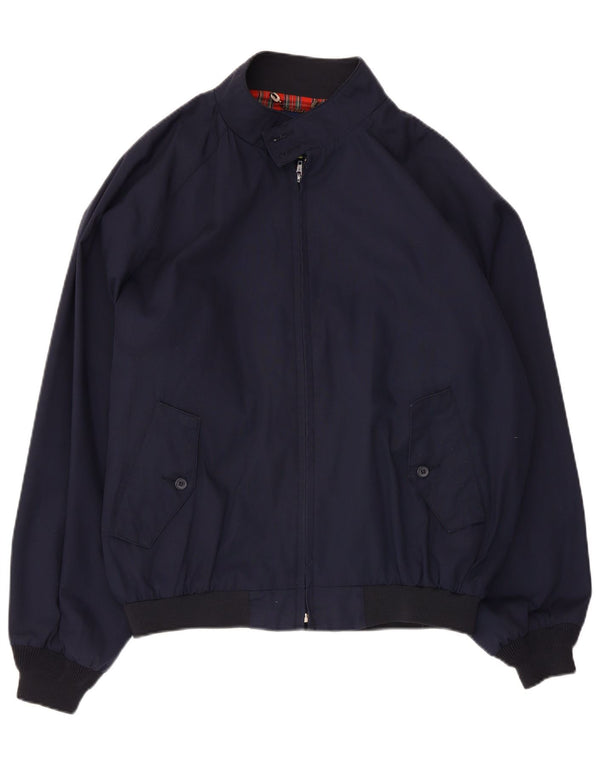 Vintage Mens Bomber Jacket UK 42 XL Navy Blue Polyester