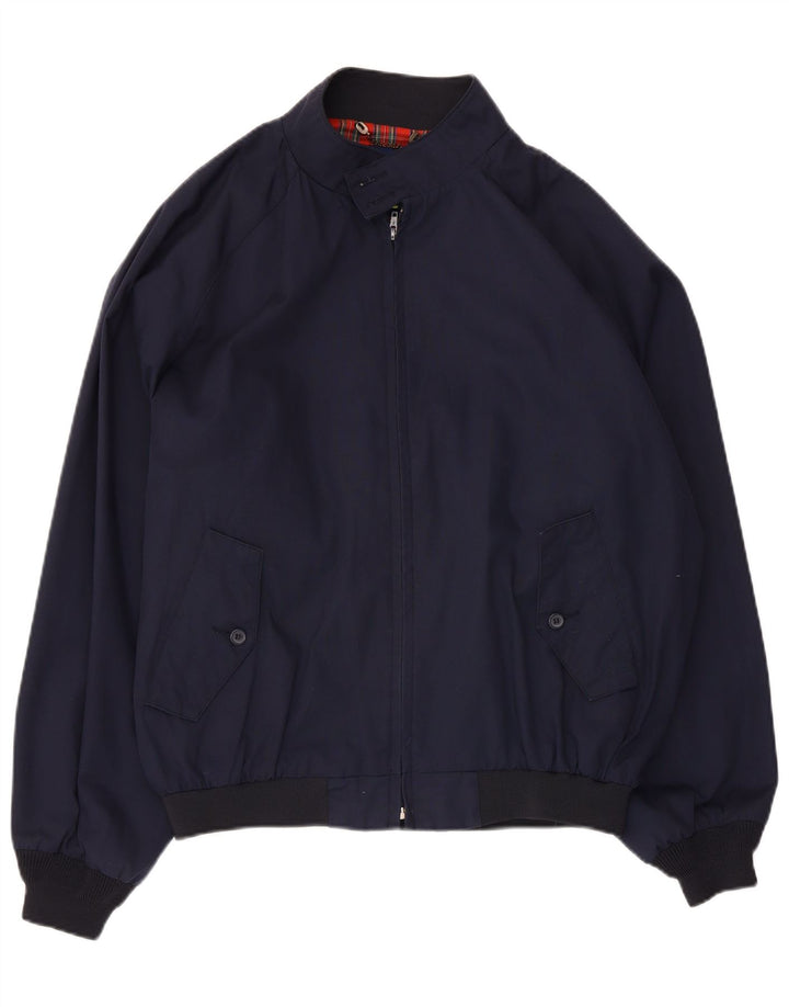 Vintage Mens Bomber Jacket UK 42 XL Navy Blue Polyester