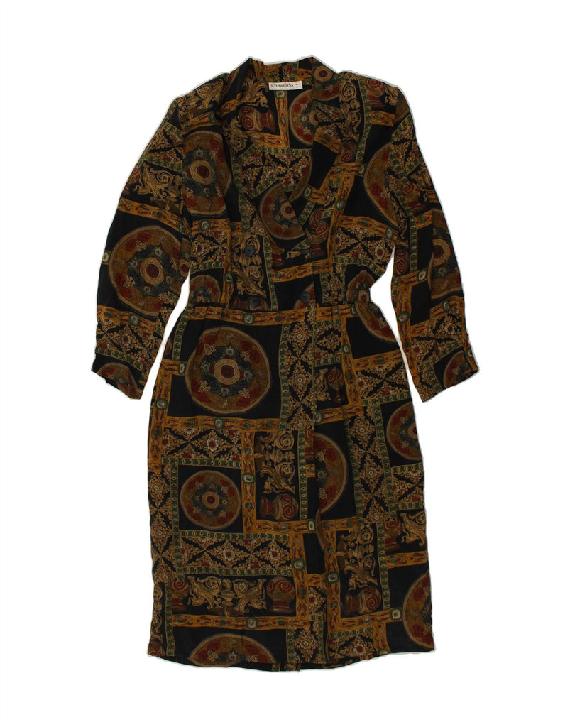 VINTAGE Womens Pullover Shirt Dress UK 16 Large Khaki Patchwork Acetate | Vintage Vintage | Thrift | Second-Hand Vintage | Used Clothing | Messina Hembry 