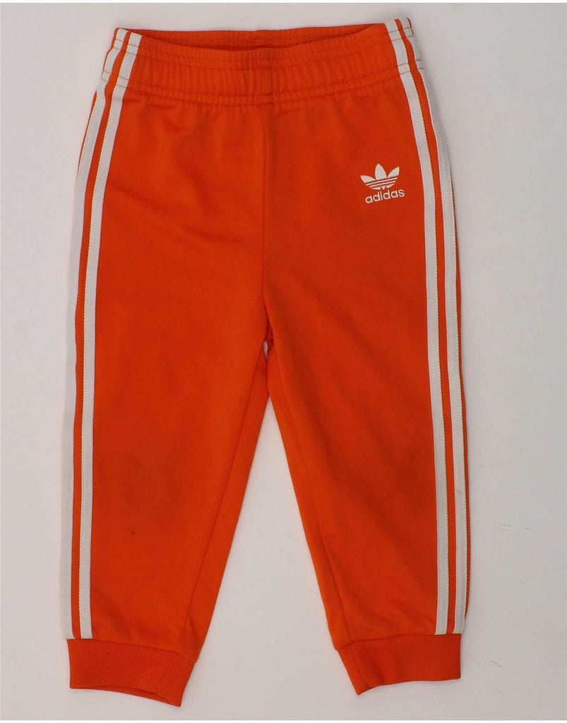 ADIDAS Baby Girls Joggers Tracksuit Trousers 18-24 Months Orange Polyester Vintage Adidas and Second-Hand Adidas from Messina Hembry 