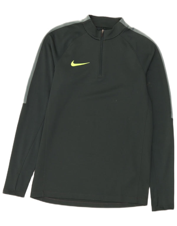Nike Mens Zip Neck Top Long Sleeve Small Green Polyester