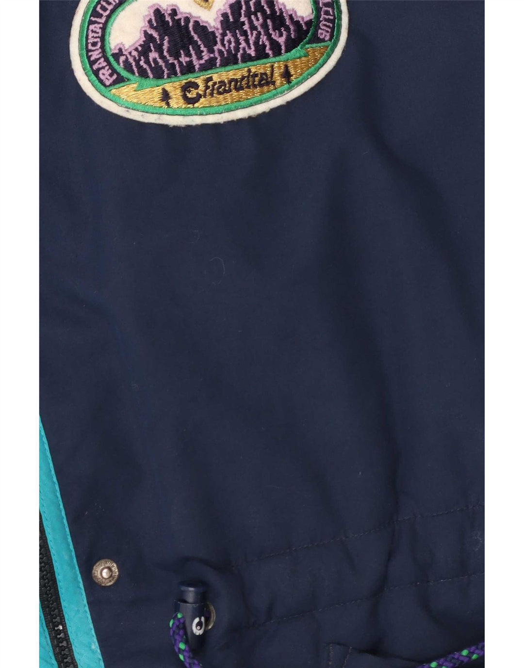 Vintage Mens Windbreaker Jacket UK 42 XL Navy Blue Colourblock Polyester