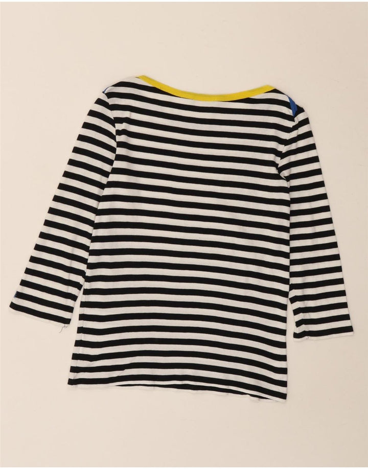 Benetton Womens Top 3/4 Sleeve UK 8 Small Navy Blue Striped