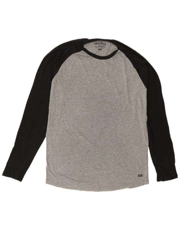Jack & Jones Mens Top Long Sleeve Medium Grey Cotton