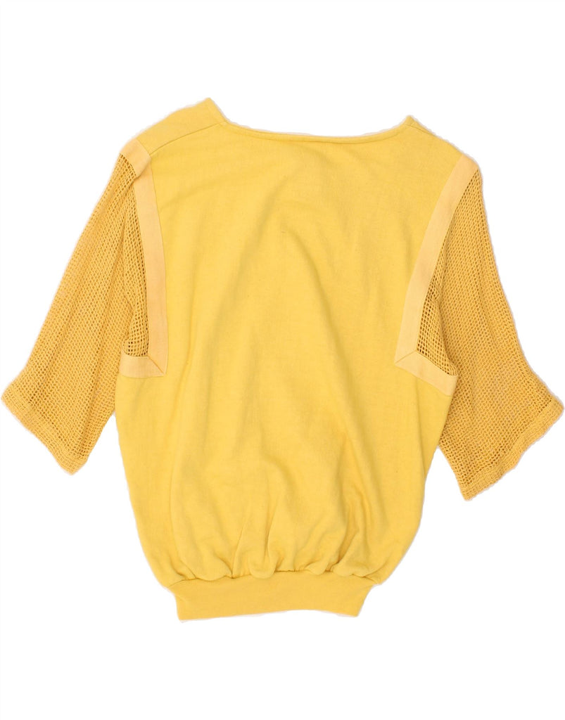 VINTAGE Womens Short Sleeve Sweatshirt Jumper UK 14 Large Yellow Cotton Vintage Vintage and Second-Hand Vintage from Messina Hembry 