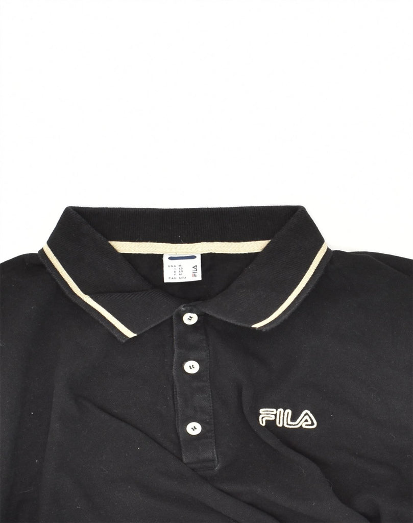 FILA Mens Polo Shirt IT 50 Medium Black Cotton | Vintage Fila | Thrift | Second-Hand Fila | Used Clothing | Messina Hembry 