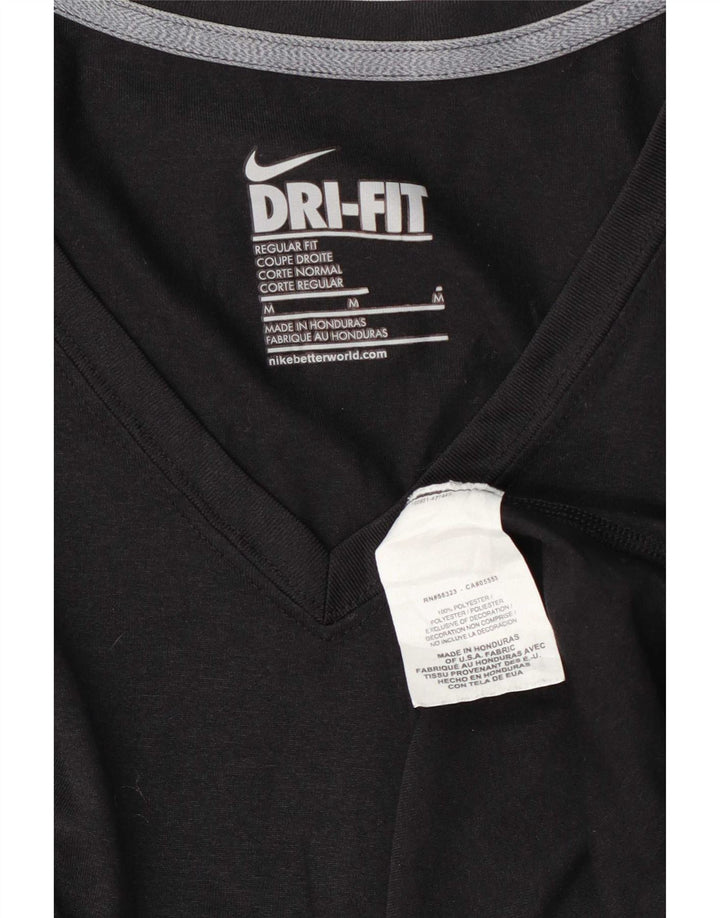 Nike Womens Regular Fit T-Shirt Top UK 14 Medium Black Polyester