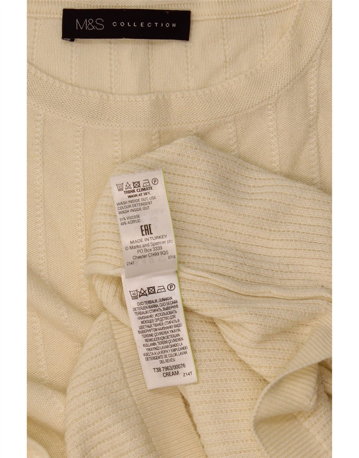 Marks & Spencer Womens Crew Neck Jumper Sweater UK 12 Medium  Beige Viscose