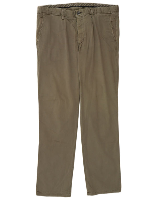Massimo Dutti Mens Regular Fit Chino Trousers EU 44 Large W34 L30 Green