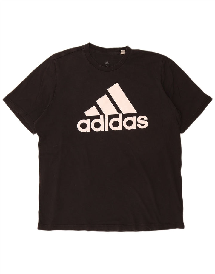 ADIDAS Mens Graphic T-Shirt Top XL Black Cotton