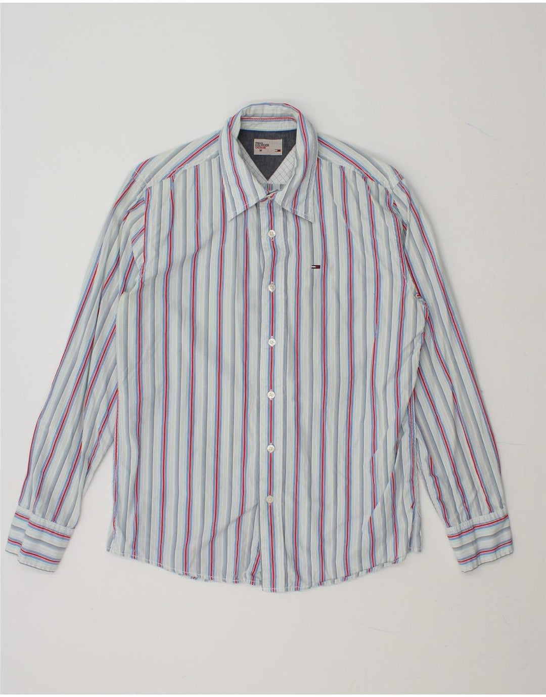 TOMMY HILFIGER Mens Shirt Medium Blue Striped Cotton Vintage Tommy Hilfiger and Second-Hand Tommy Hilfiger from Messina Hembry 