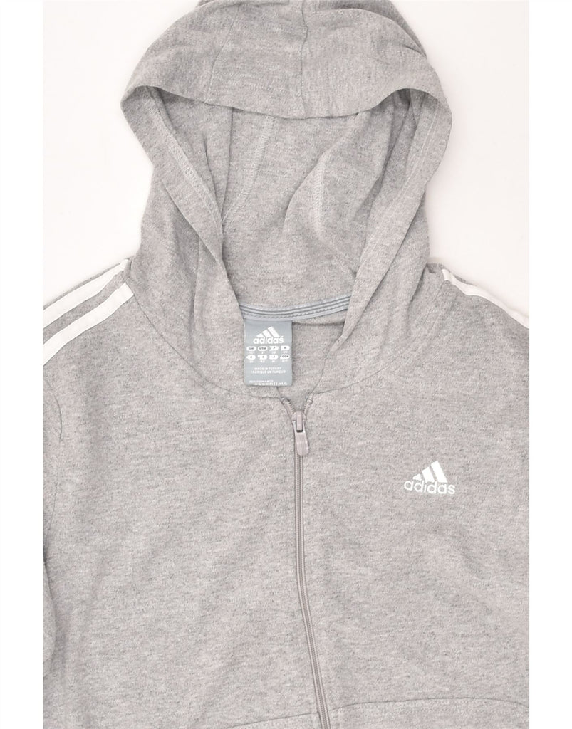 ADIDAS Womens Zip Hoodie Sweater UK 10 Small Grey Cotton | Vintage Adidas | Thrift | Second-Hand Adidas | Used Clothing | Messina Hembry 