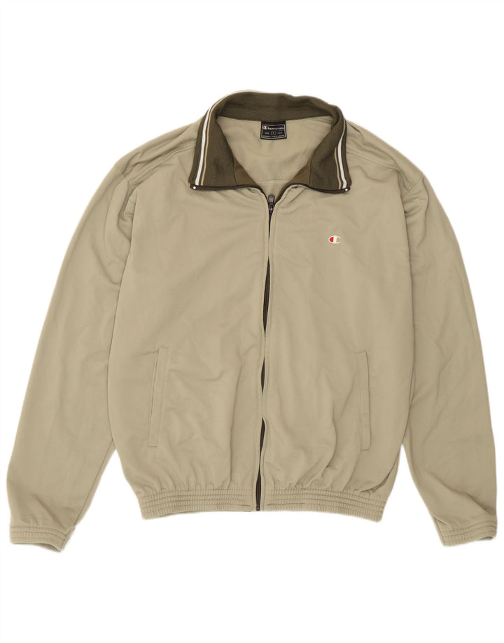 Champion Mens Tracksuit Top Jacket Medium Beige Polyester