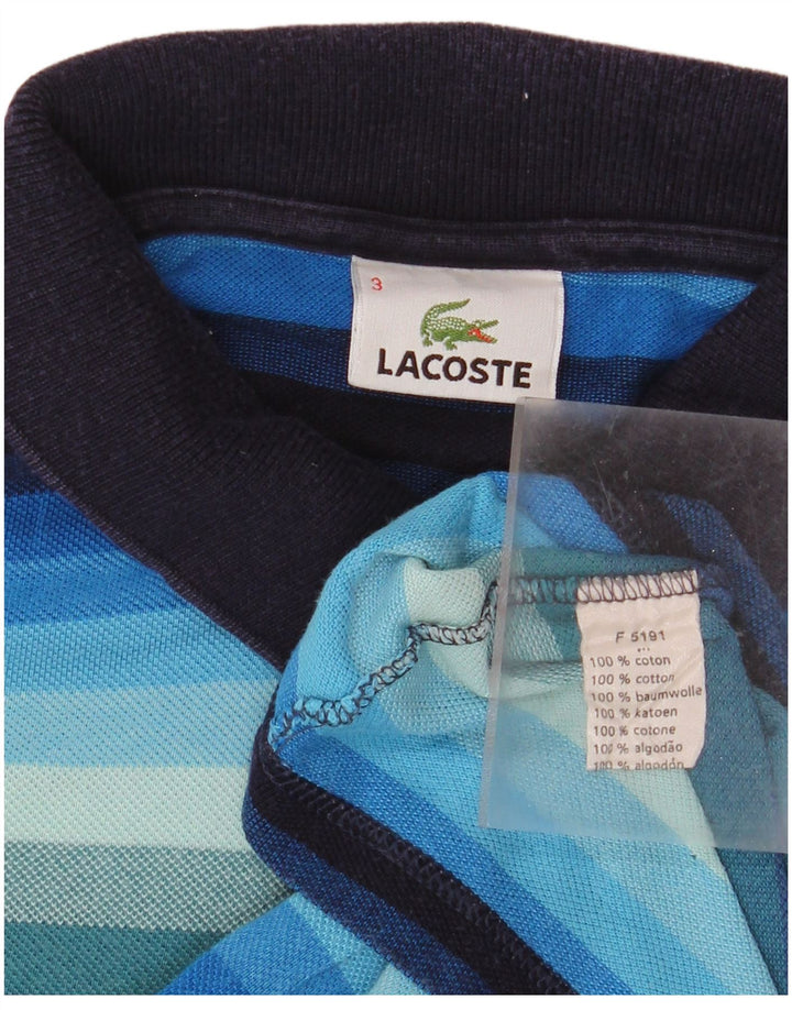 Lacoste Mens Polo Shirt Size 3 Small Blue Striped Cotton