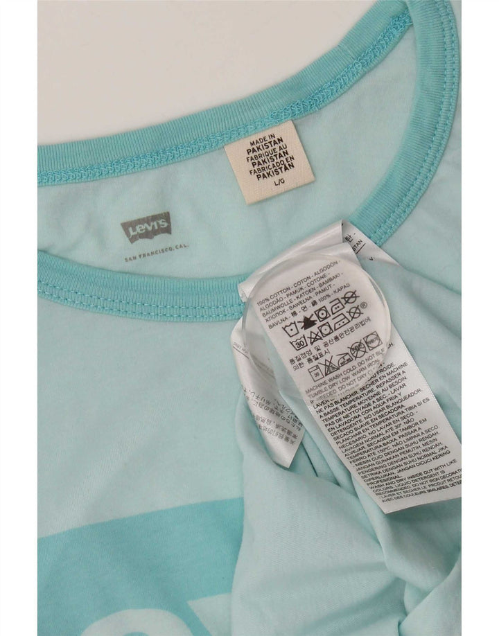 Levi's Womens Graphic T-Shirt Top UK 16 Large Blue Cotton