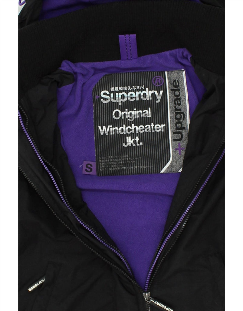 SUPERDRY Womens Windcheater Hooded Windbreaker Jacket UK 10 Small Black | Vintage Superdry | Thrift | Second-Hand Superdry | Used Clothing | Messina Hembry 
