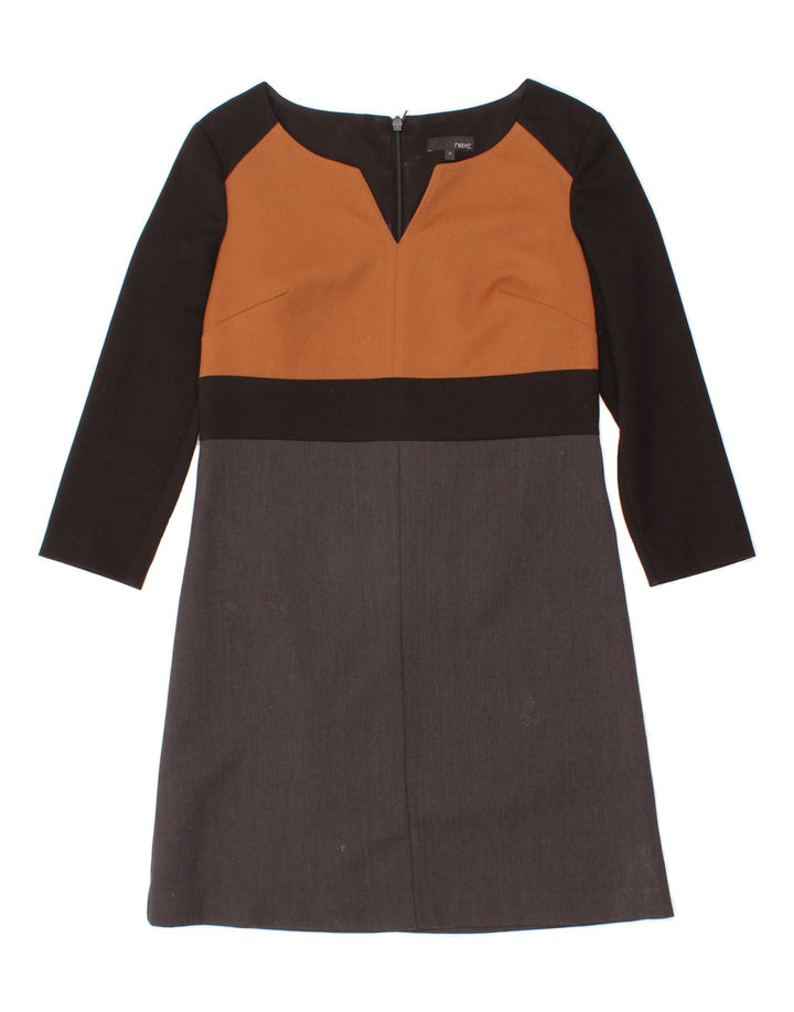 NEXT Womens 3/4 Sleeve A-Line Dress UK 10 Small  Grey Colourblock Vintage Next and Second-Hand Next from Messina Hembry 