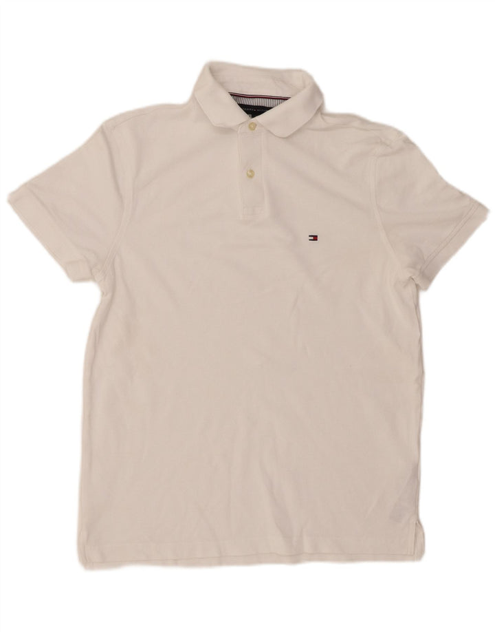 TOMMY HILFIGER Mens Regular Fit Polo Shirt Small White Cotton