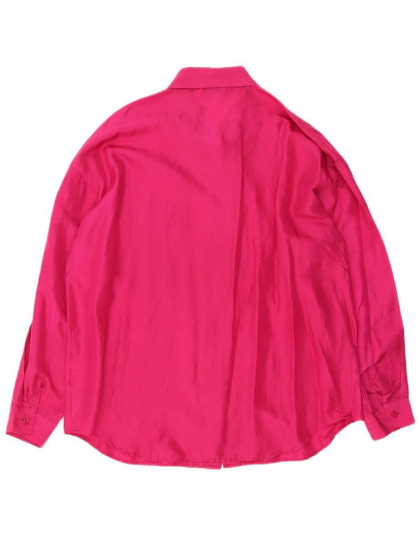 Vintage Womens Shirt Blouse UK 18 XL Pink Silk
