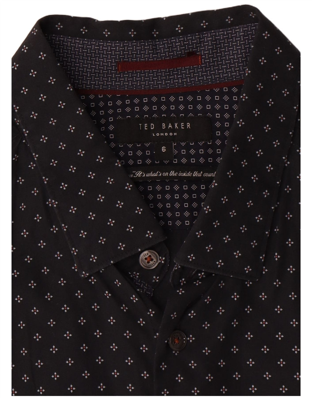 Ted Baker Mens Shirt Size 6 2XL Black Geometric Cotton