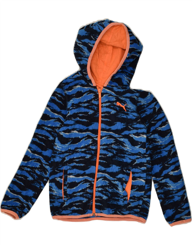 PUMA Boys Hooded Fleece Jacket 5-6 Years Blue Camouflage Polyester | Vintage Puma | Thrift | Second-Hand Puma | Used Clothing | Messina Hembry 