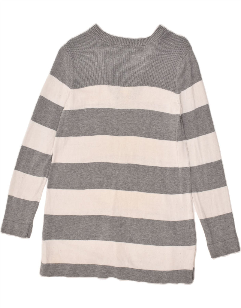 TOMMY HILFIGER Womens Long Sleeve Jumper Dress UK 10 Small Grey Striped | Vintage Tommy Hilfiger | Thrift | Second-Hand Tommy Hilfiger | Used Clothing | Messina Hembry 