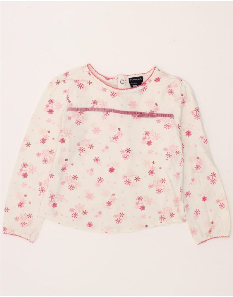 NAUTICA Baby Girls Top Long Sleeve 18-24 Months White Fair Isle Cotton Vintage Nautica and Second-Hand Nautica from Messina Hembry 