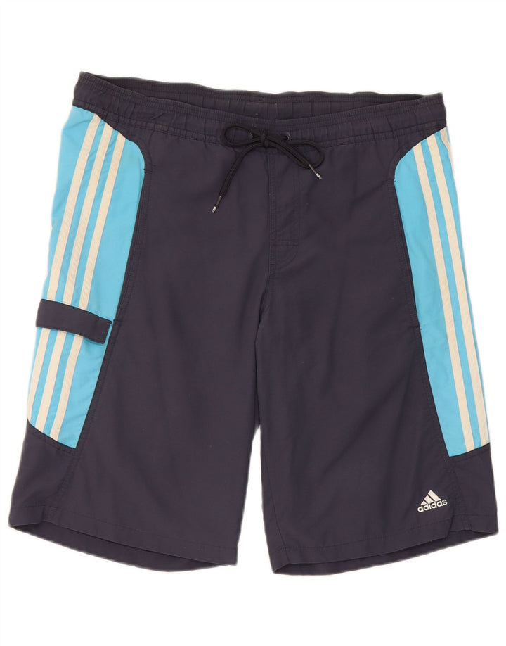Adidas Mens Cargo Swimming Shorts Small Navy Blue Colourblock Polyester