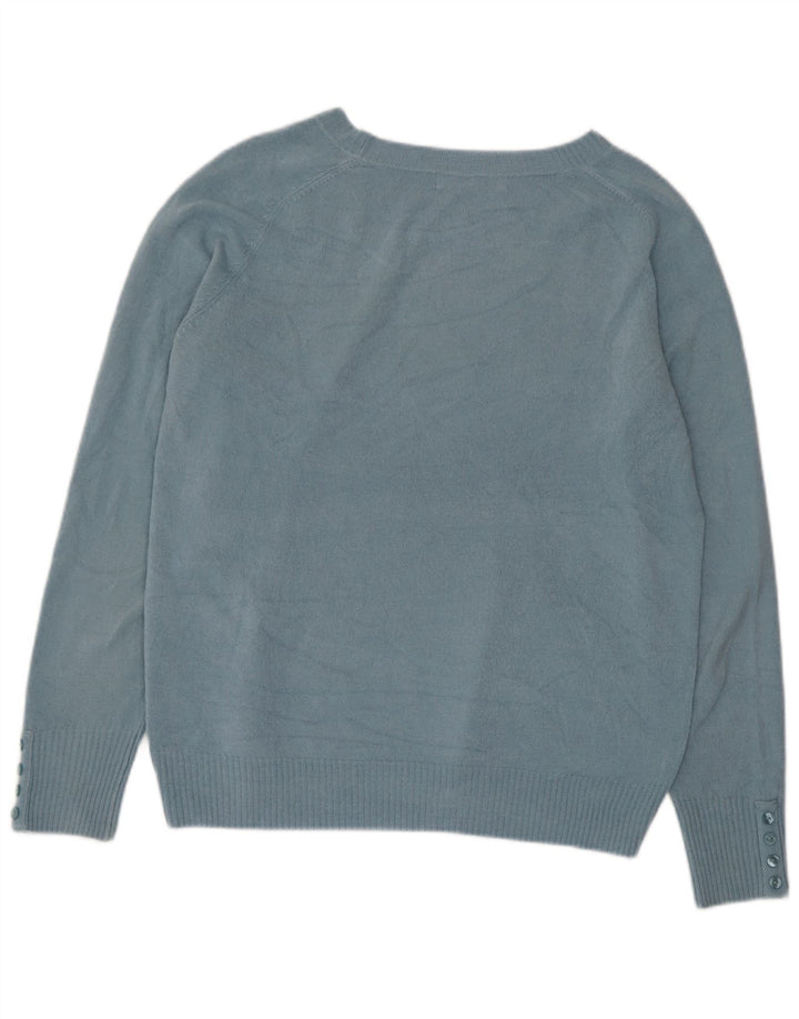 Marks & Spencer Womens Boat Neck Jumper Sweater UK 14 Medium  Blue Acrylic