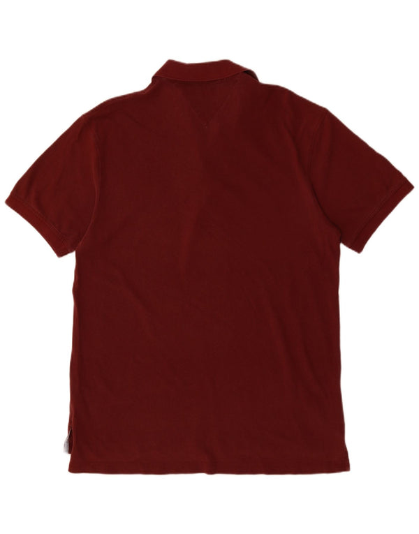 TOMMY HILFIGER Mens Polo Shirt Large Burgundy Cotton