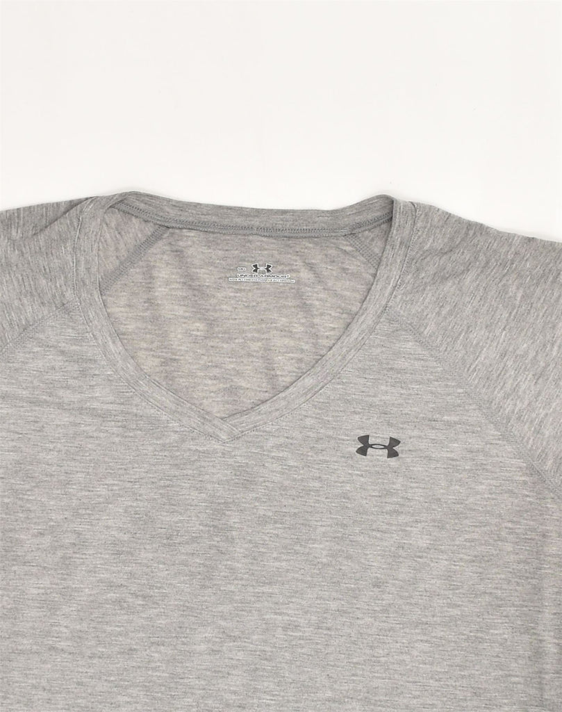 UNDER ARMOUR Womens T-Shirt Top UK 14 Medium Grey Polyester | Vintage Under Armour | Thrift | Second-Hand Under Armour | Used Clothing | Messina Hembry 