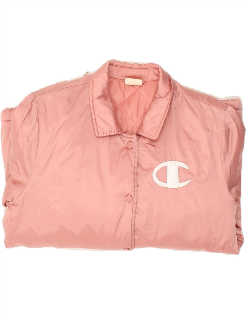 CHAMPION Womens Graphic Bomber Jacket UK 16 Large Pink Vintage Champion and Second-Hand Champion from Messina Hembry 