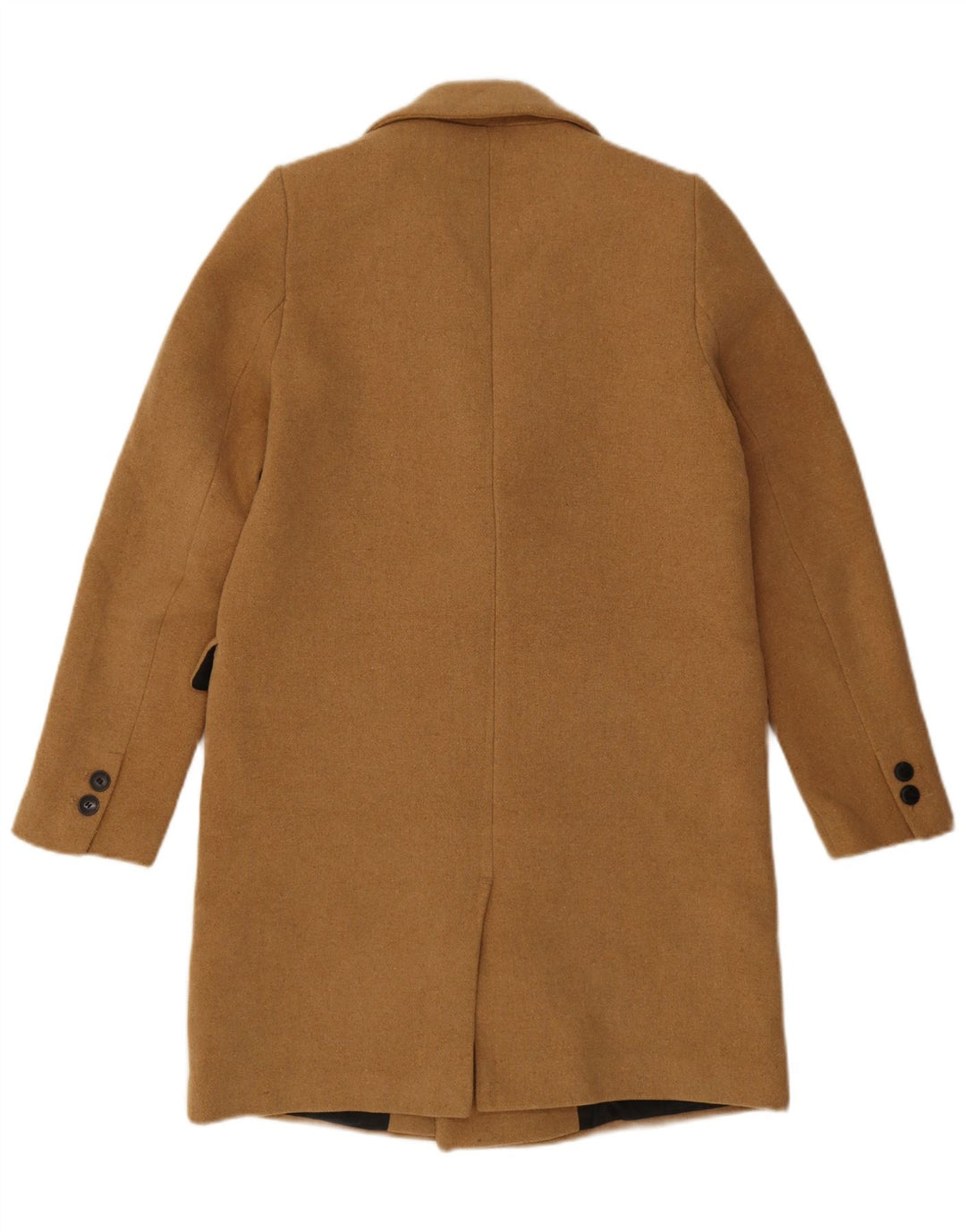 Zara Womens Oversized Double Breasted Coat UK 10 Small Beige Polyester