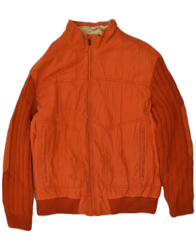 AMERIGO VESPUCCI Mens Bomber Jacket UK 42 XL Orange Polyester | Vintage Amerigo Vespucci | Thrift | Second-Hand Amerigo Vespucci | Used Clothing | Messina Hembry 