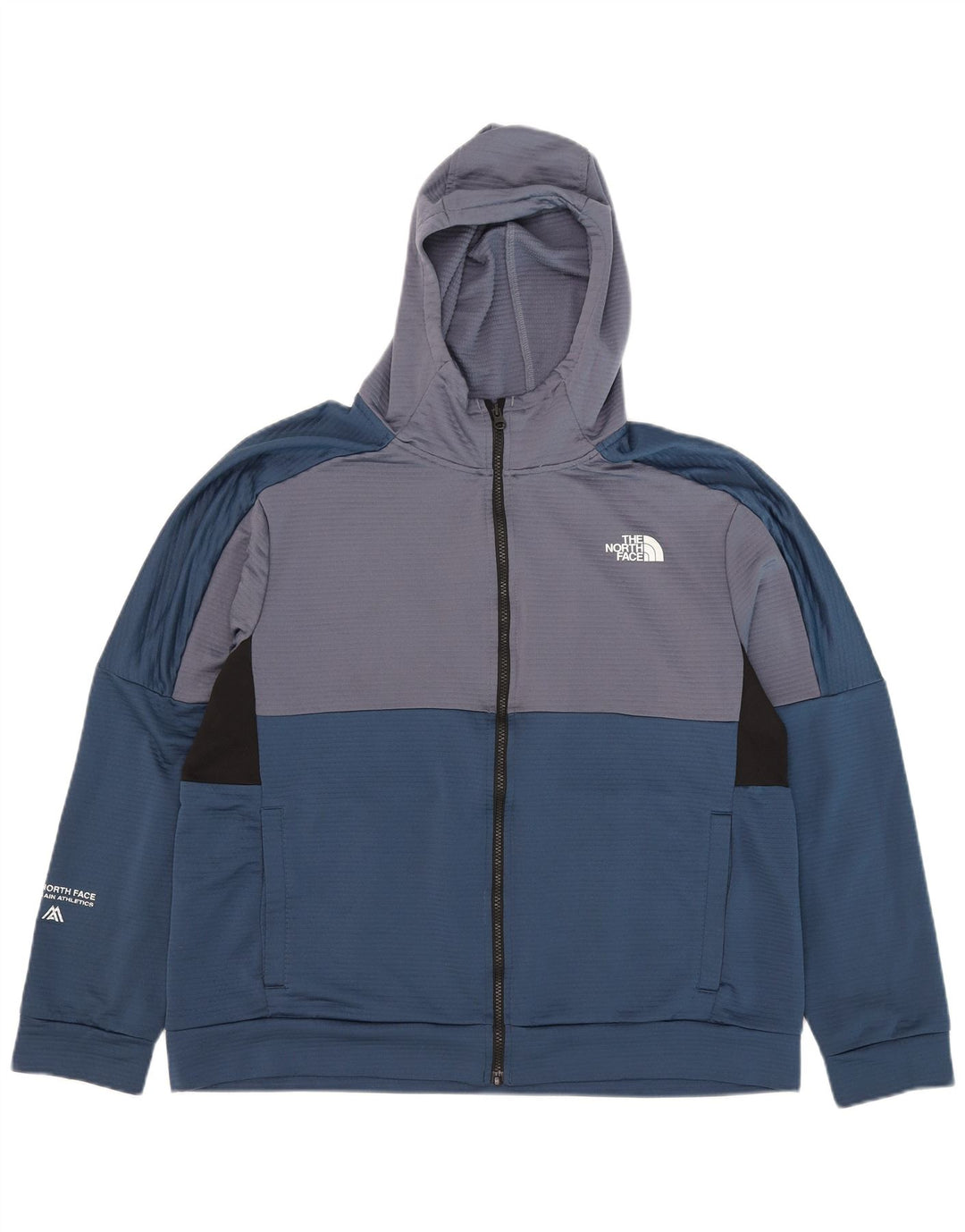 The North Face Mens Zip Hoodie Sweater XL Blue Colourblock Polyester