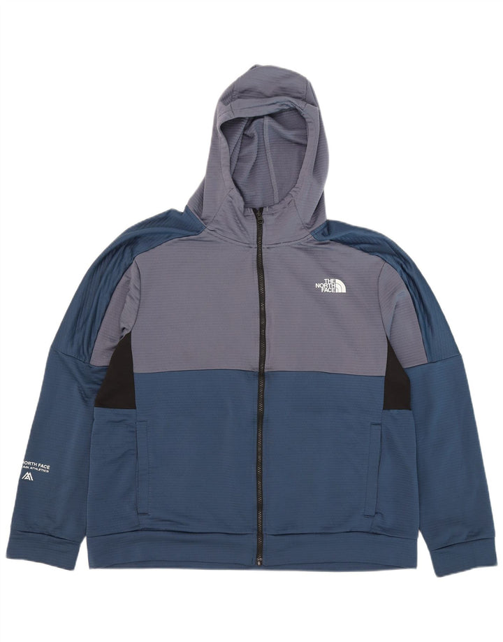 The North Face Mens Zip Hoodie Sweater XL Blue Colourblock Polyester