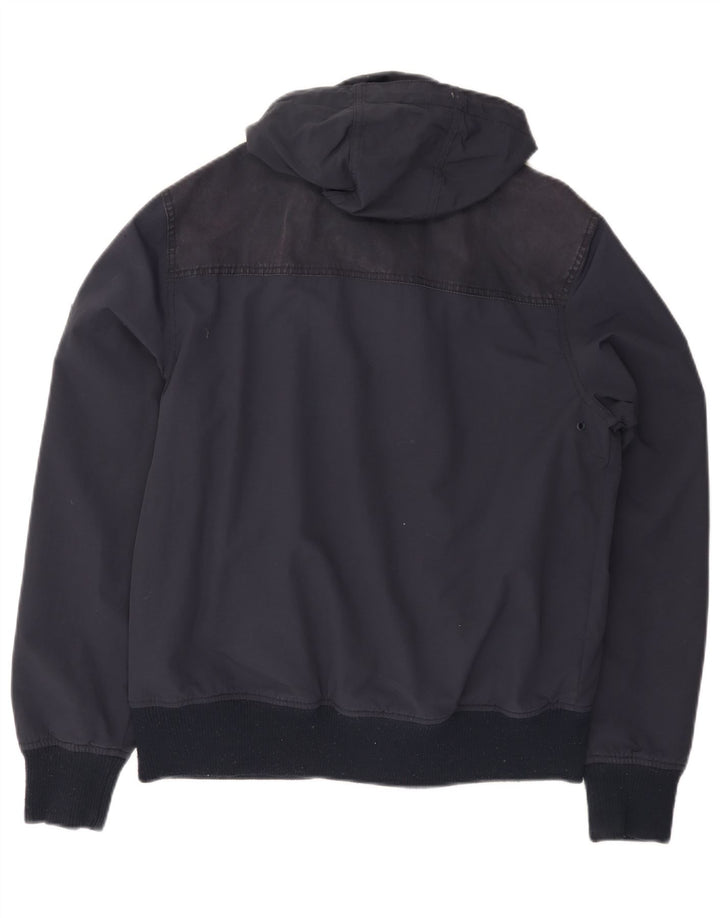 Fat Face Mens Hooded Bomber Jacket UK 36 Small Navy Blue Polyester