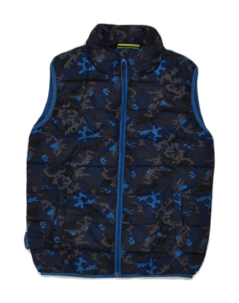 MOUNTAIN WAREHOUSE Boys Padded Gilet 12-13 Years Blue Camouflage Polyester | Vintage Mountain Warehouse | Thrift | Second-Hand Mountain Warehouse | Used Clothing | Messina Hembry 