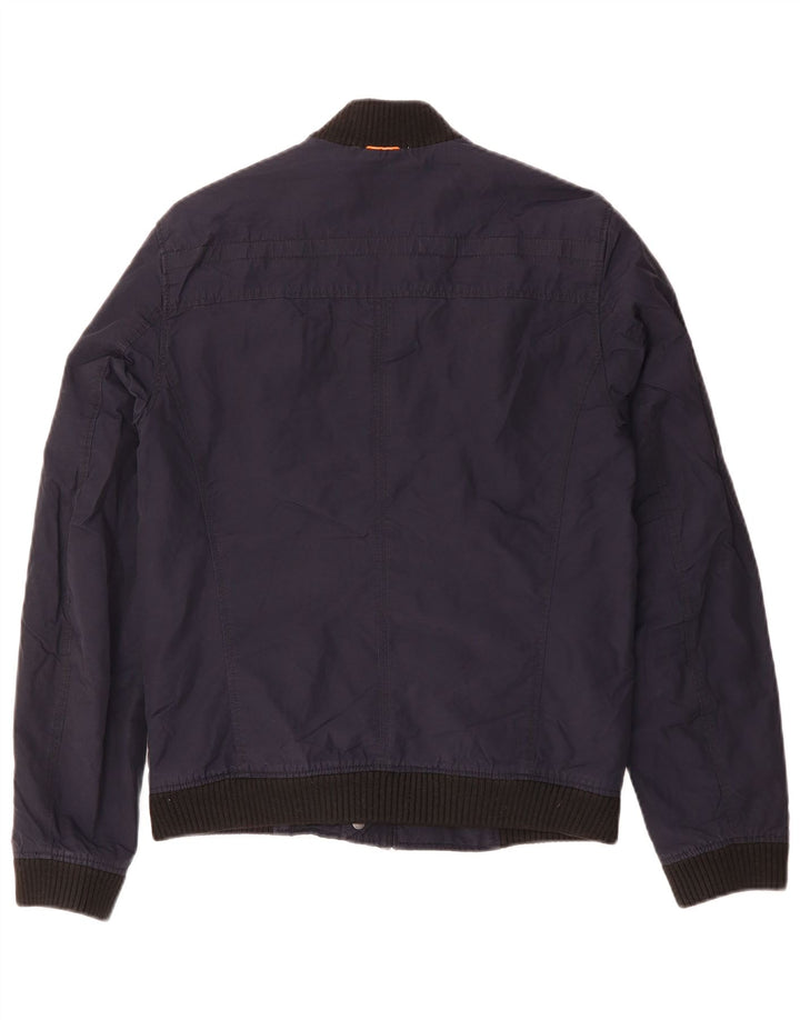 Hugo Boss Mens Bomber Jacket EU 46 Small Navy Blue Cotton