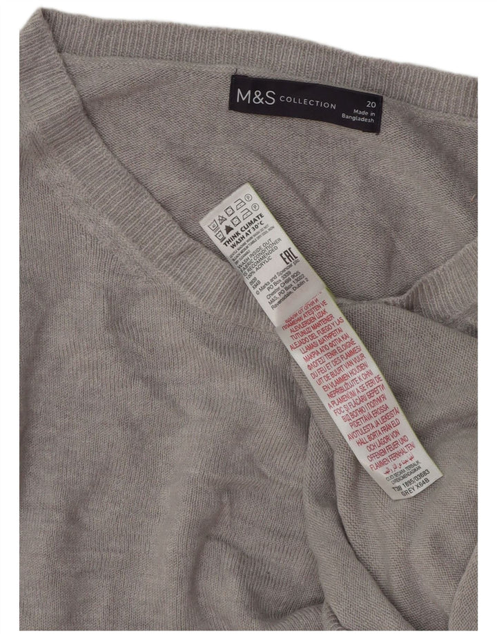 Marks & Spencer Womens Boat Neck Jumper Sweater UK 20 2XL Grey Acrylic