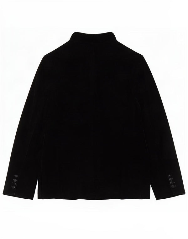 Zara Womens Open Velvet Blazer Jacket UK 10 Small Black Polyester