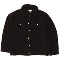 Topshop Womens Fleece Oversized Bomber Jacket UK 14 Medium Black Polyester